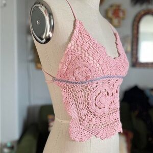Charlotte Russe Boho Crochet 70s Babydoll top